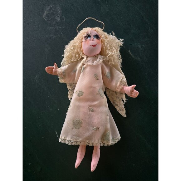 Rare Vintage Virginia Black Christmas Angel Doll Original Hang Tag Blue White - Picture 1 of 14